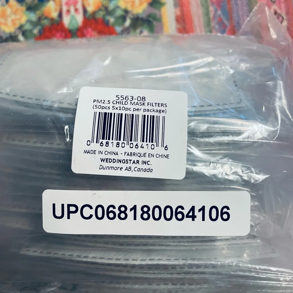 50 SEALED Kids PM 2.5 Mask Filters 50 Individually Wrapped